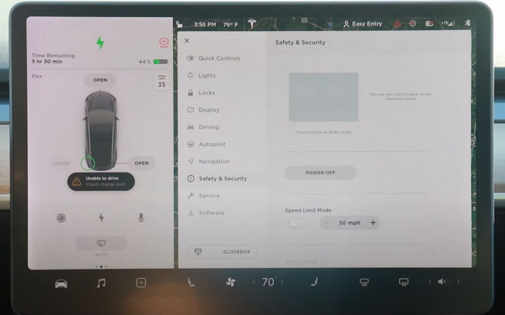 Tesla Infotainment Safety and Security Panel