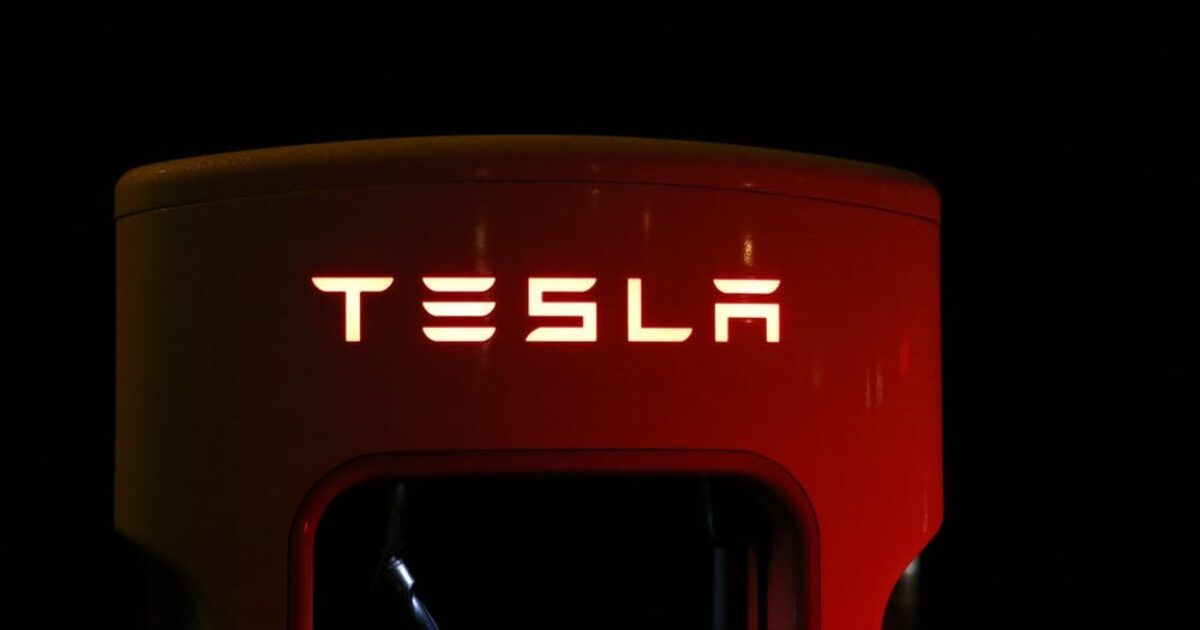 Red Tesla supercharger