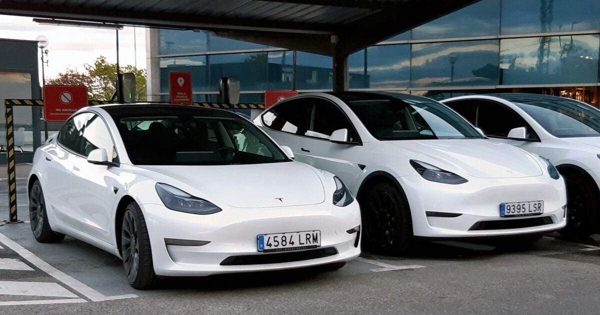 Tesla Model 3 and Tesla Model Y parked side by side