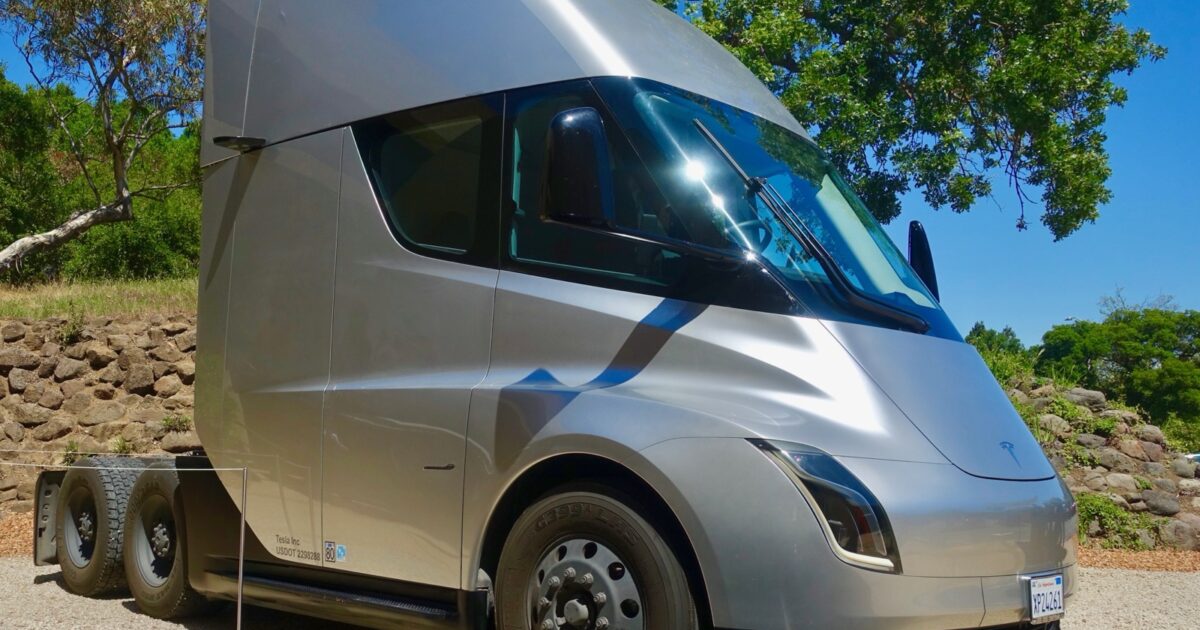Tesla Semi cab photographed at Tesla HQ