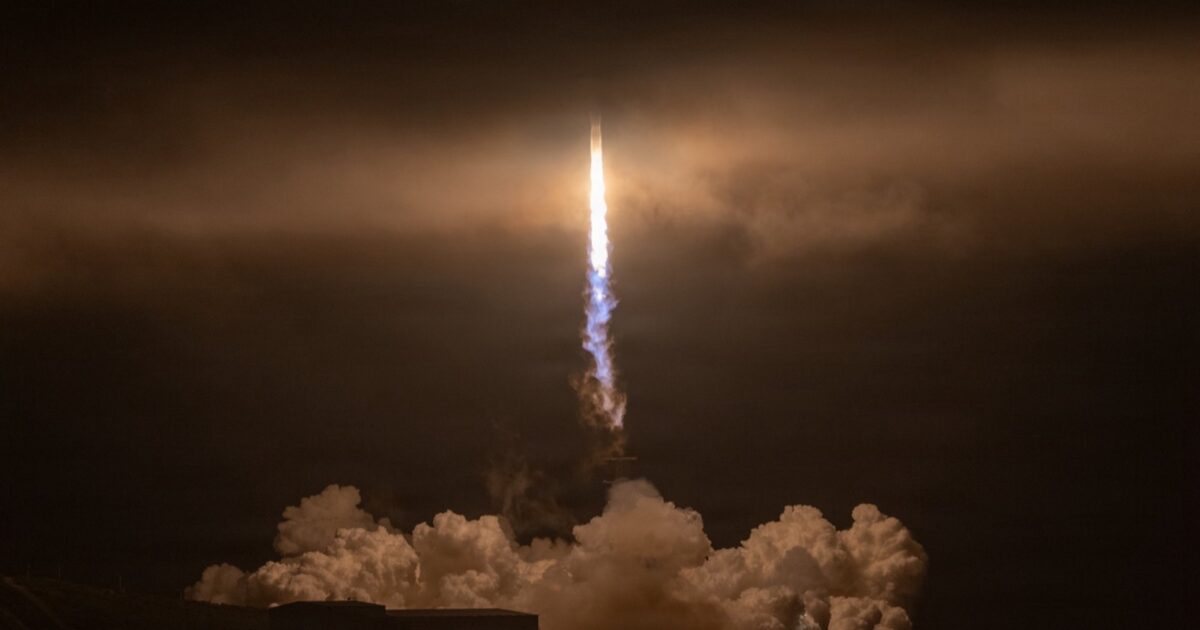 SpaceX Falcon 9 launches the Transporter-17 rideshare mission from Vandenberg Space Force Base at night