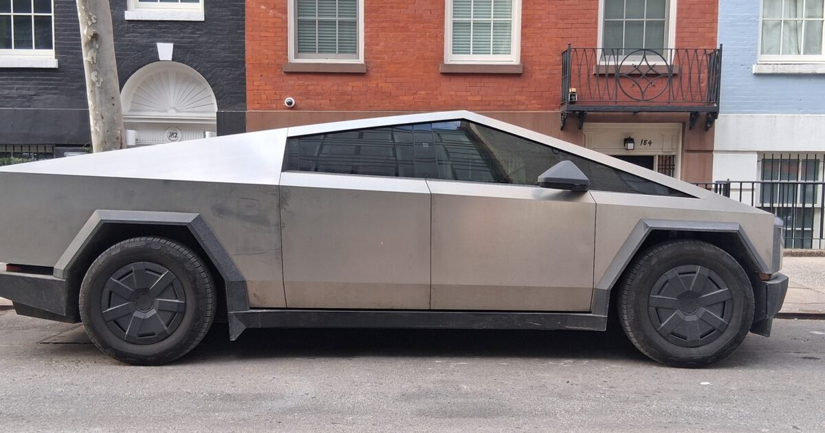 Tesla Cybertruck driving through Greenwich Village in Manhattan