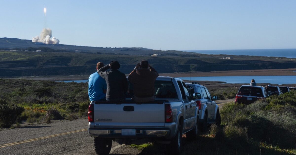 Spectators watching a SpaceX Falcon 9 launch from Vandenberg