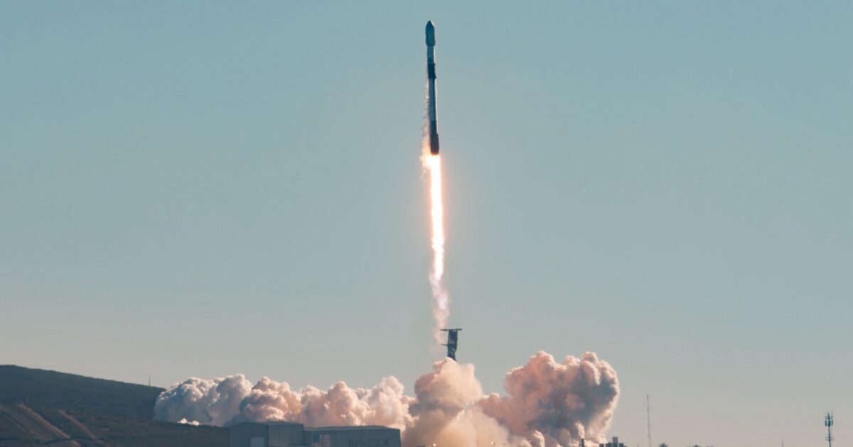 SpaceX Falcon 9 launching an SDA Tranche 1 mission from Vandenberg