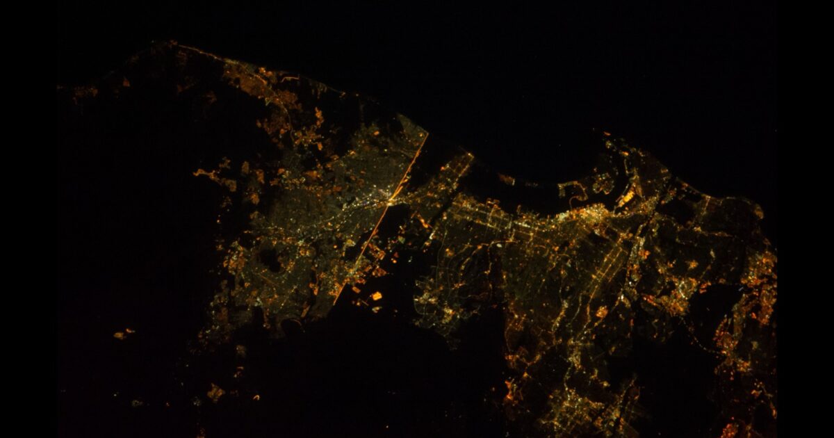NASA photograph of California city lights at night from the International Space Station